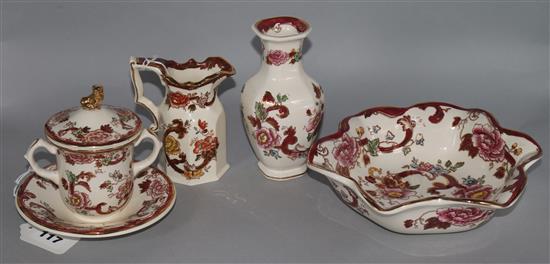 A small collection of Masons Mandalay Red and Brown Velvet pattern Ironstone china,